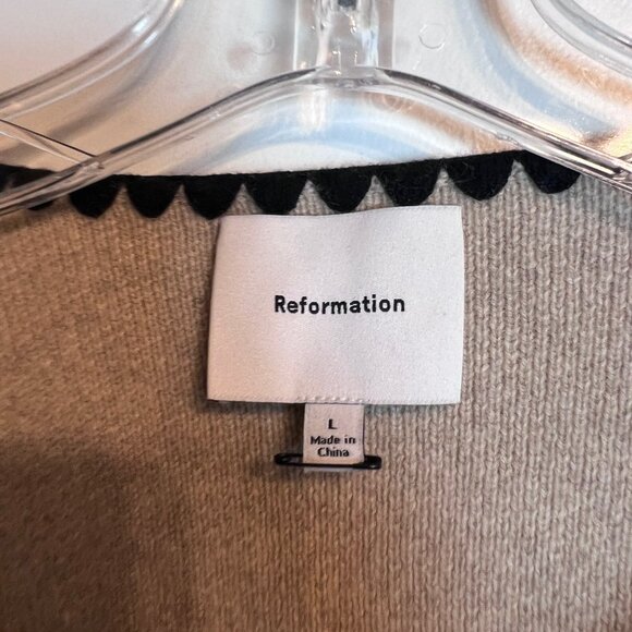 Reformation Isabelle Regenerative Wool Sweater Jacket Beige Size L - Picture 4 of 9